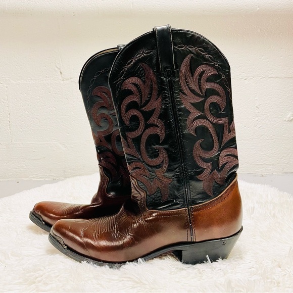 Durango Cowboy Boots Mens Size 10D Western Leather Toe Cap Brown Black DB464 - Picture 1 of 10